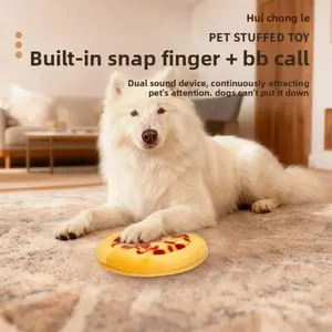 Dog Chew Simulation Pizza Toy, Pet Sound BB Bark Toy, Teeth-Grinding Training Tool, Squeaky Paper Plush Toy