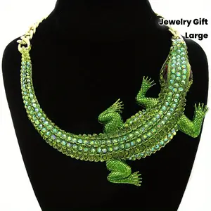 Halloween Exaggerated Large Crocodile Necklace Animal Design Party Jewelry Gift