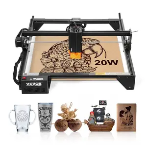 VEVOR Laser Engraver, 20W Output, Laser Engraving Cutter Machine, 13.7x 15.7 in/35x 40 cm Working Area, 10000 mm/min Movement Speed, Compressed Spot with Eye Protection, for Wood, Certain Metal