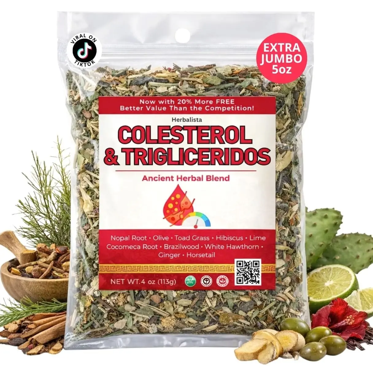 Herbalista - Colesterol Herbal Compound Tea 5oz (141g) – 100% Natural Infusion – Compuesto Ancestral Hierbas Naturales – Makes 40+ Cups – Herbal Mixture – Té Bienestar Ancestral – Non-GMO | No Cafeína