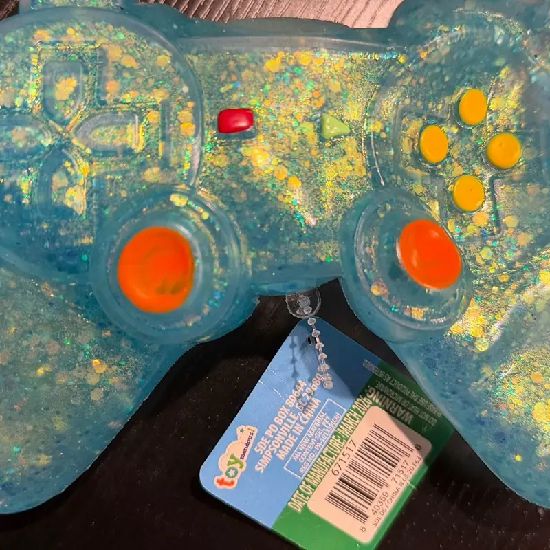 Sunny Days Glitter Game Controller Squishy, Anxiety Relief Products, Decompression Squeeze Toy, Sensory Stress Reliever, Stress Relief Gadget, Sensory Calming Tool