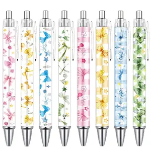 8/16/24 Pcs Flower Ballpoint Pens, Floral Pens Bulk, Floral Birthday Party Favors for Women, Black Ink Flower Fine Point, Smooth Writing Pens, Journaling Gifts Office School Teacher Coworker Supplies