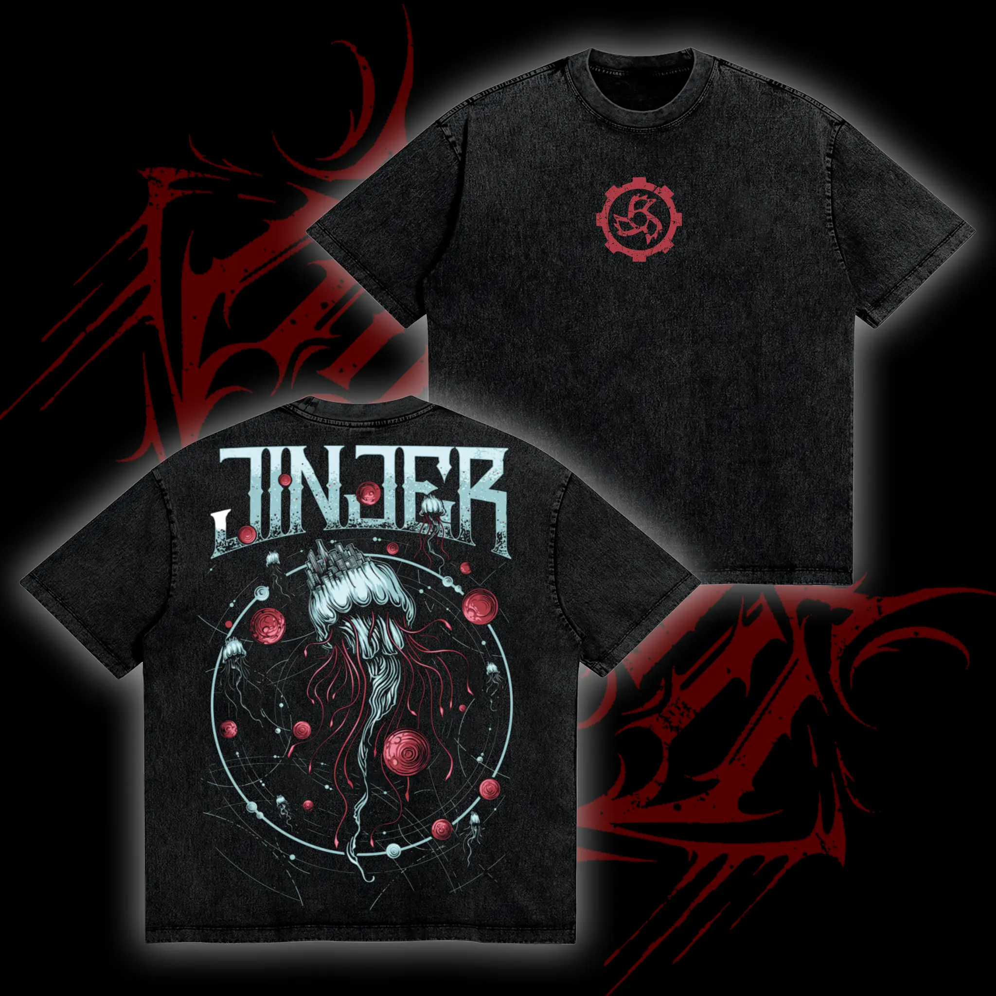 Retro Limited JINJER "Escape The Microverse" Album Oversized Wash Tee, Heavy Progressive Metal Band Rock Tour, Heavy Metal Band Merch Trending 90s Graphic Tee, Unisex Oversize Rock Band Washed Heavyweight Cotton T-shirt, Gift For Rock Music Lovers