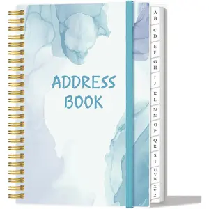 Address Book with Alphabetical Tabs - A5 Telephone & Address Book with Address Contacts, Special Date, Phone, Birthday & Internet Login Password for  and Office, 6.2" x 8.5", Blue Watercolor
