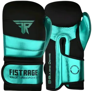 FISTRAGE Metallic Leather Boxing Gloves | Elite Gel-Enhanced Powerlock Design for MMA, Muay Thai & Kickboxing | Onyx Style Training Gloves Inspired by Mike Tyson & Roy Jones Jr