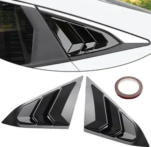 for 10th Gen Civic Sedan Rear Side Window Louvers Air Vent Scoop Shades Cover Blinds Racing Style Compatible with Civic Sedan 2021 2020 2019 2018 2017 2016 (Bright Black)