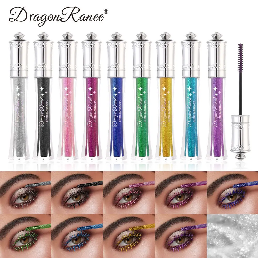 Shimmering Diamond Color Glossy Waterproof Glitter Eyelash Mascara, Smudge-Proof Dual-Ended Mascara, Curly Lashes with Shiny Multicolor Shine