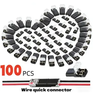 HUXUAN 2-Pin Fast-Connect LED Light Strip Connectors, PA66 Nylon Low-Voltage Wire Connectors with Locking Buckle, Bulk Pack Plugs for Secure DIY Wiring Power Distribution, Led Light Strips