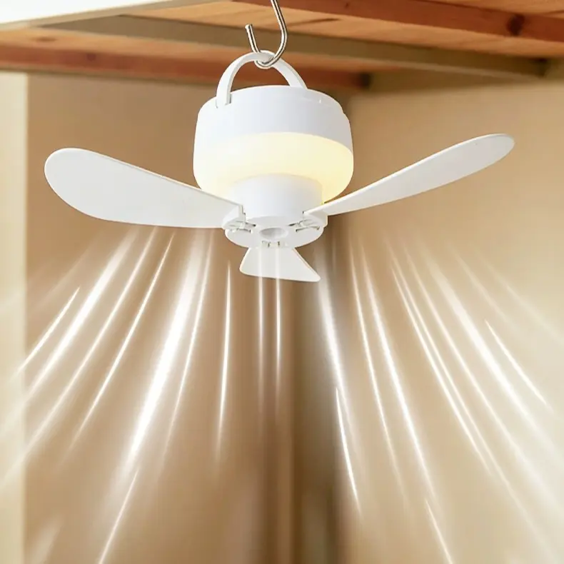 Smart Remote Control Night Light & Rechargeable Mini Ceiling Fan, Portable USB Fan for Dormitory Beds, Student Rooms and Outdoor Camping