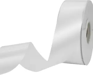 White Ribbon 1-1/2 Inch x 50 Yards Satin Ribbon Single  Ribbon for Crafts,  Wrapping, Floral Bouquet, Weddings, and Decorations, with Spool