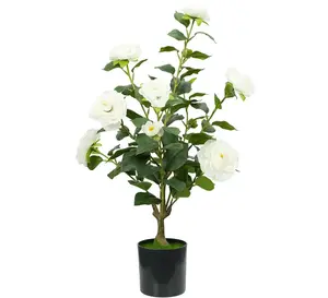 Artificial Camellia Tree (with flowering), realistic plant, suitable for indoor/outdoor home and garden decoration, no maintenance required outdoorfun
