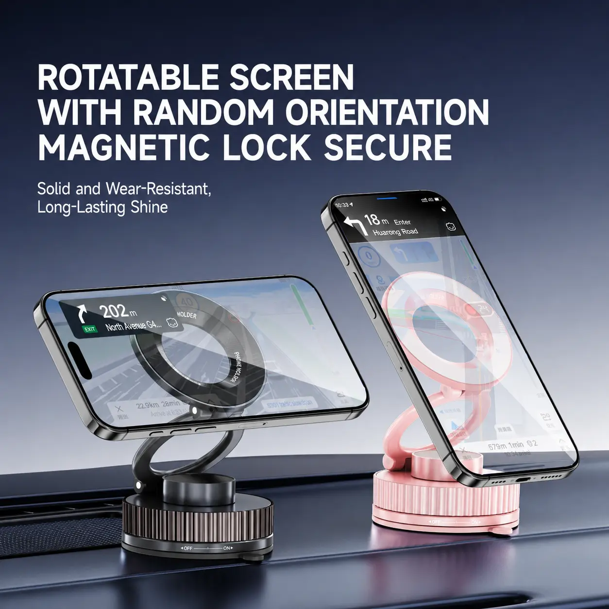 Car Cell Phone Holder - 360° Adjustable MagSafe Magnetic Stand, Secure Suction Cup Base, Foldable Dashboard Mount, Universal Fit for All Smartphones