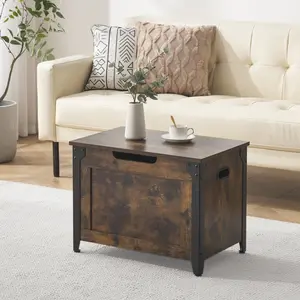 23.6" Storage Bench, Storage Chest with 2 Safety Hinges, Loads 300 lb, Storage Bench for Bedroom Entryway Living Room, Rustic Brown