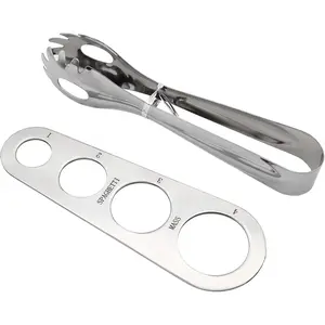 Spaghetti Server Set, Stainless Steel Food Tong and Spaghetti Measure Tool for Noodles Pasta Serving