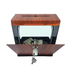 D12-W - Metal Suggestion Box, Donation, Tip Collector, Ballot Drop Box with Chalkboard Label, Clear Acrylic Viewing Window and Locking Latch