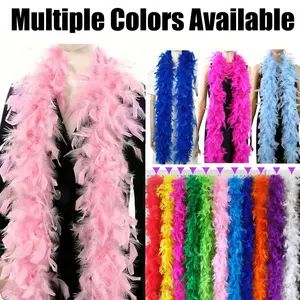 1pc Colorful Feather Boa, Diy Party Dress Up Costume Accessories, Scarf Decoration, Party Decoration Supplies, Suitable For Birthday Party, Halloween, Christmas, Concert And Home Decor, Dance Wedding, Stage Performance, Carniv