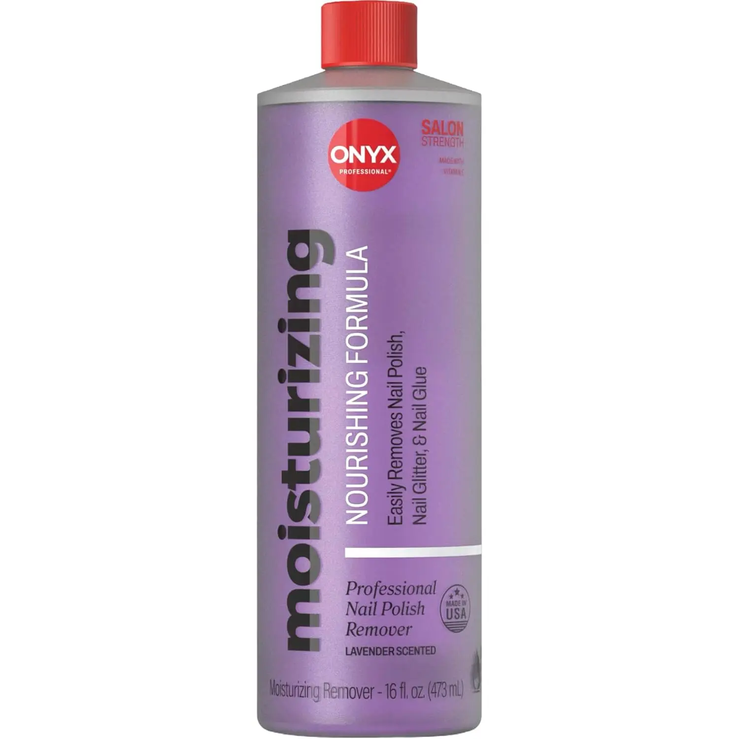 Onyx Professional Nail Polish Remover Kit with 7 inch Nail File, Lavender Scent, Made in USA, 16 fl oz - Moisturizing Formula Gel Polish Remover, Acetone-based, Enhanced with Vitamin E, Grape Seed Oil