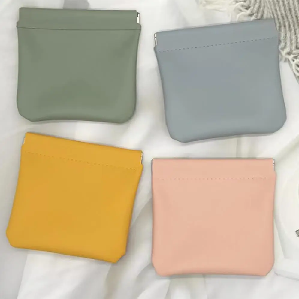 2pcs Simple Solid Color Storage Bag, Portable Self Closing Mini Travel Makeup Organizer, Small Items Storage Container For Home Office