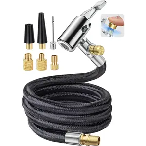 33'' Air Release Extension Hose, 7-Pack Tire Inflator Replacement Hose w/Presta Valve Adaptor&Ball Pump  Kit, Tire Valve Air Chuck Lock for  Pump Portable Air Compressor Attachments