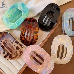 Oval Cutout Duckbill Hair Clips Large Non-Slip Acetate Barrettes for Thick Hair  Set Fashionable Leopard Print Marble Pattern Claw Clips Ideal for Women's Daily Party and Work Hairstyles