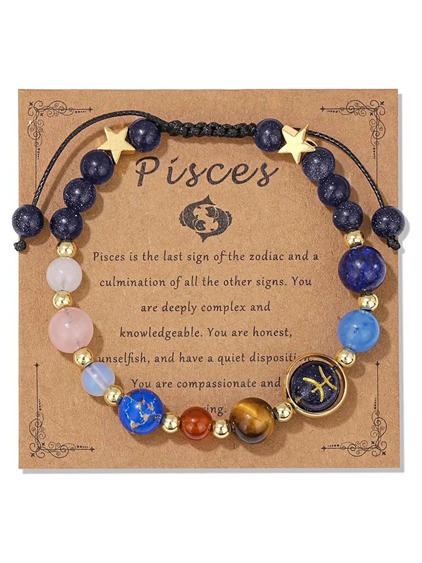 Zodiac Bracelet, Stone Bead Bracelet, Pisces Birthstones, Birthday Gift, Astrology Spiritual Jewelry, Zodiac Fortune Charm, Perfect Gift for Her, High Quality Bracelet, Exquisite Bracelet
