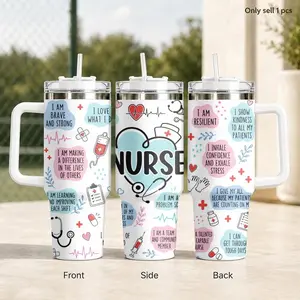 GuLuBoo Healthcare Nurse Quotes Design Vacuum Flasks 40oz Stainless Steel Vacuum Insulated Tumbler with Straw Leak Resistant Travel Mug, Portable Water Bottles for Coffee, Gym & Office, Ideal Holiday Gift