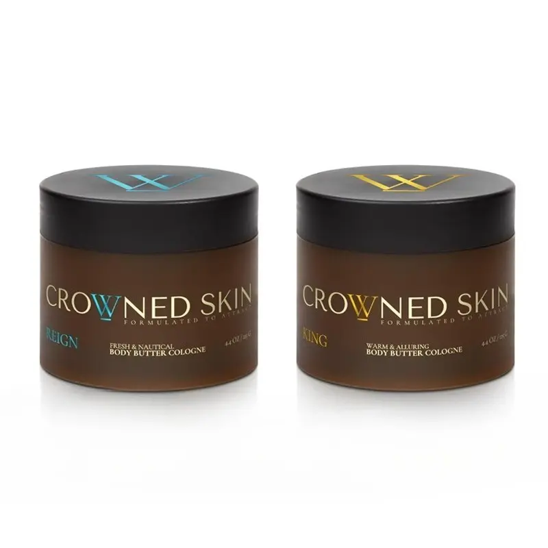 2 Pack Crowned Skin King & Reign Body Butter Cologne Set, Warm Alluring & Fresh Nautical Scent Men Moisturizing Body Cream, 4.4oz Each