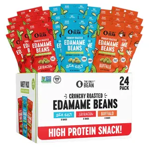 The Only Bean Crunchy Roasted Edamame - Healthy Snacks for Adults and Kids (Variety Pack), Low Carb Keto Snack Food, Vegan Gluten Free High Protein Snacks (11g), Office Snack, 0.9oz 24 pack