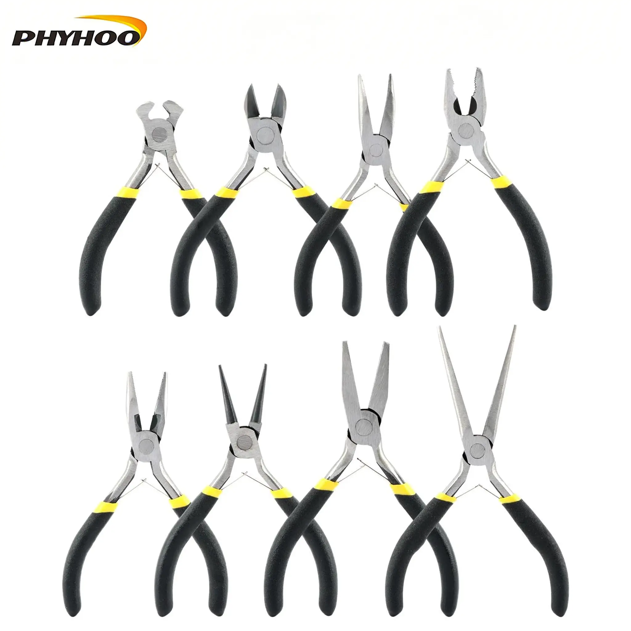DIY Beading & Jewelry Making 8-Piece Compact Soft Grip Mini Pliers Set - Wire Wrapping Tools Kit with End Nippers, Crimping Pliers, Diagonal Cutters, Precision Tips for Detailed Work, Jump Rings Use, All Seasons Projects, Diy Jewelry