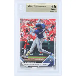 Jac Caglianone Kansas City Royals 2025 Topps Now Call Up Club Top Prospect Rips RBI Double in 1st MLB Hit #262 BGS Authenticated 9.5 Card