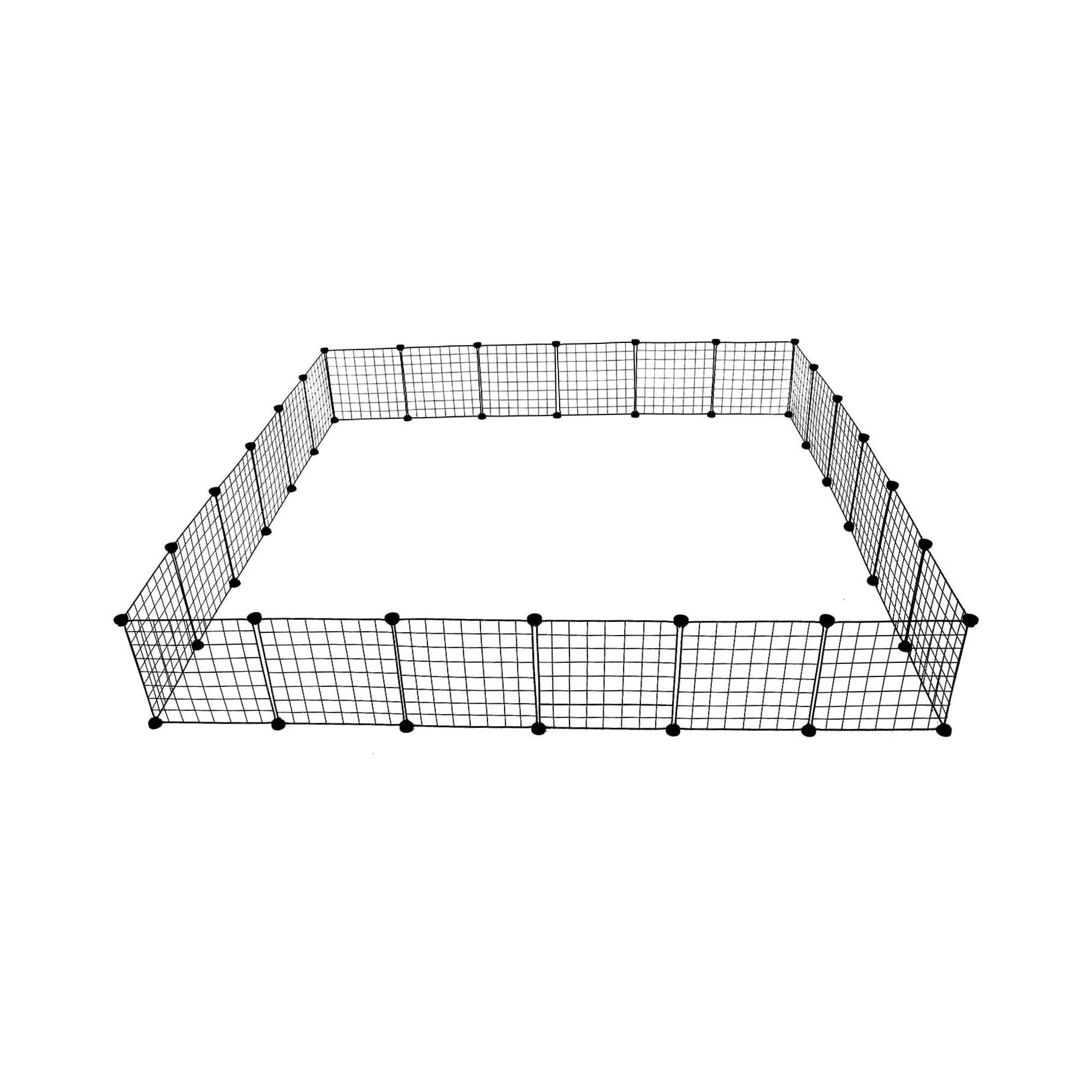 Midlee Guinea Pig Cage Panels Set of 24 DIY Small Pet Enclosure Kit Customizable Portable 13.5" x 13.5" Metal Wire Panels with Plastic Connectors