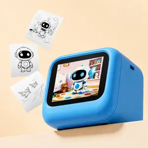 Hombetta AI Kids Instant Print Camera for Boys, Bluetooth Inkless Camera Printer Toy with Screen, Birthday/Christmas Gift for Creative Learning, Phone Photo Printer with Coloring Pages, Stickers, Doodles