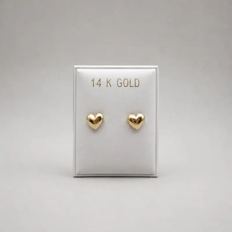 14k Gold Heart Stud Earrings