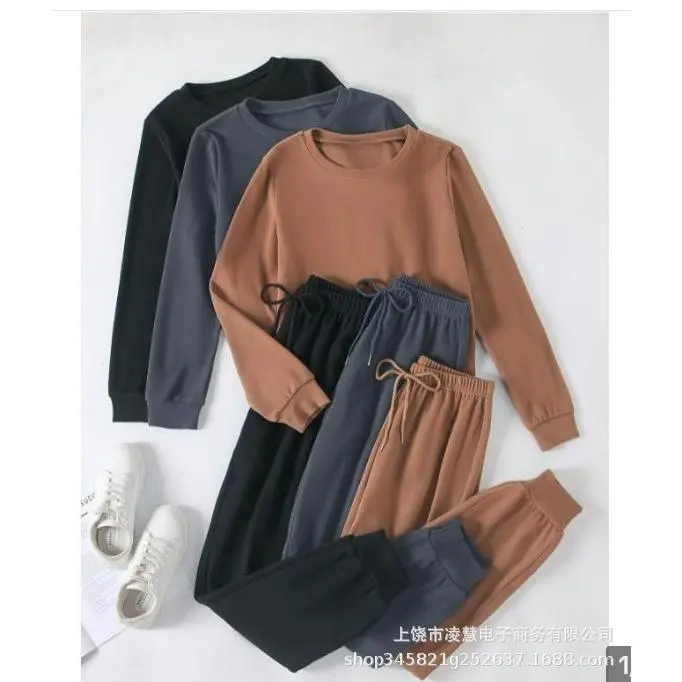 3 Sets of Cozy Women's Solid Casual Lounge Sets - Long Sleeve Round Neck Tops & Jogger Pants for Fall - Comfortable Relaxed Fit, Soft Fabric, and Versatile Style Loungewear Pajama Polyester Nightwear Winter Womenswearshop 3 Sets of Cozy Women's Solid Casual Lounge Sets - Long Sleeve Round Neck Tops & Jogger Pants for Fall - Comfortable Relaxed Fit, Soft Fabric, and Versatile Style Loungewear Pajama Polyester Nightwear Winter Womenswearshop
