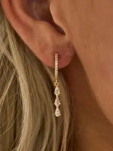 Elegant Copper Zirconia Water Drop Earrings, Perfect for Daily Wear, Evening Parties, Weddings, Gift Idea for Women, Versatile Use