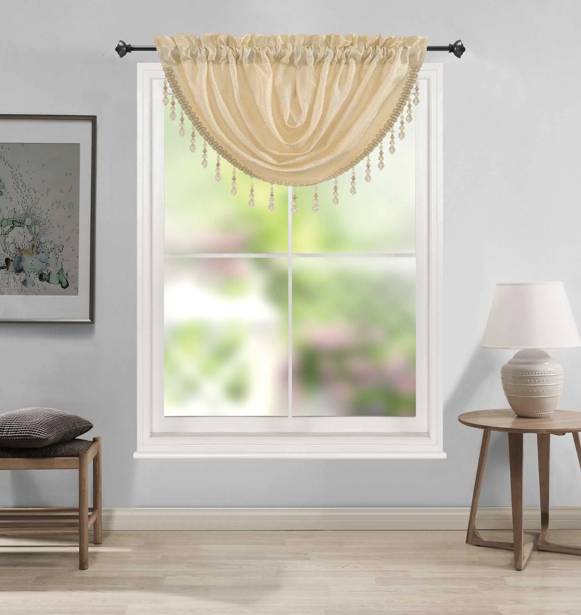 Margo Jacquard Waterfall Valance Room Decor Blinds Window Curtain