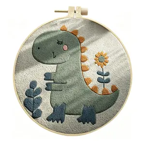 Cute Dinosaur DIY Embroidery Kit, New Handmade Punch Needle & Rug Punch Set, Perfect Gift for Friends and Family, Creative Craft Supplies