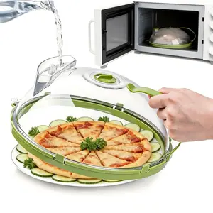 2026 Upgraded Microwave Splatter Cover with Water Steamer, 2 in 1 microwave cover steamer with Integrated Handle,Kitchenware Utensils