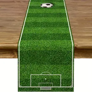 1pc Soccer Theme Rustic Vintage Table Runner Farmhouse Sport Series Party Decoration Home Decor, Kitchen Dining Table Cloth