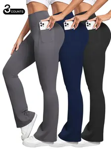 Women's Solid High Waist Pocket Leggings, Casual Comfy Tight-fitting Trousers for Daily Wear, Ladies Bottoms for All Seasons, Skinny Yoga Bottoms