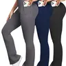【Black Friday】Women's Solid High Waist Flare-Leg Leggings with Pockets, Casual Comfy Tight-fitting Trousers for Daily Wear, Ladies Skinny Bottoms for All Seasons, Sportswear