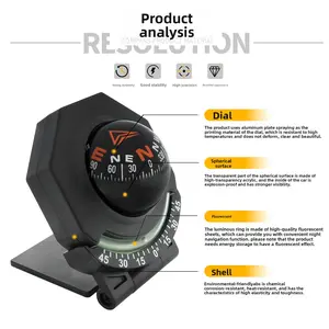 New 2-in-1 car compass with slope meter guide ball foldable, high-precision navigation automotive supplies