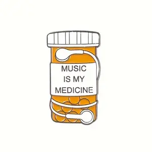 Music is my medicine enamel pin