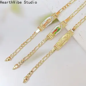 2026 Two-Tone Vintage St. Jude Religious Bracelet, San Judas Tadeo Protection Amulet, Catholic Faith Fashion Jewelry Chain Mens Womens Gift