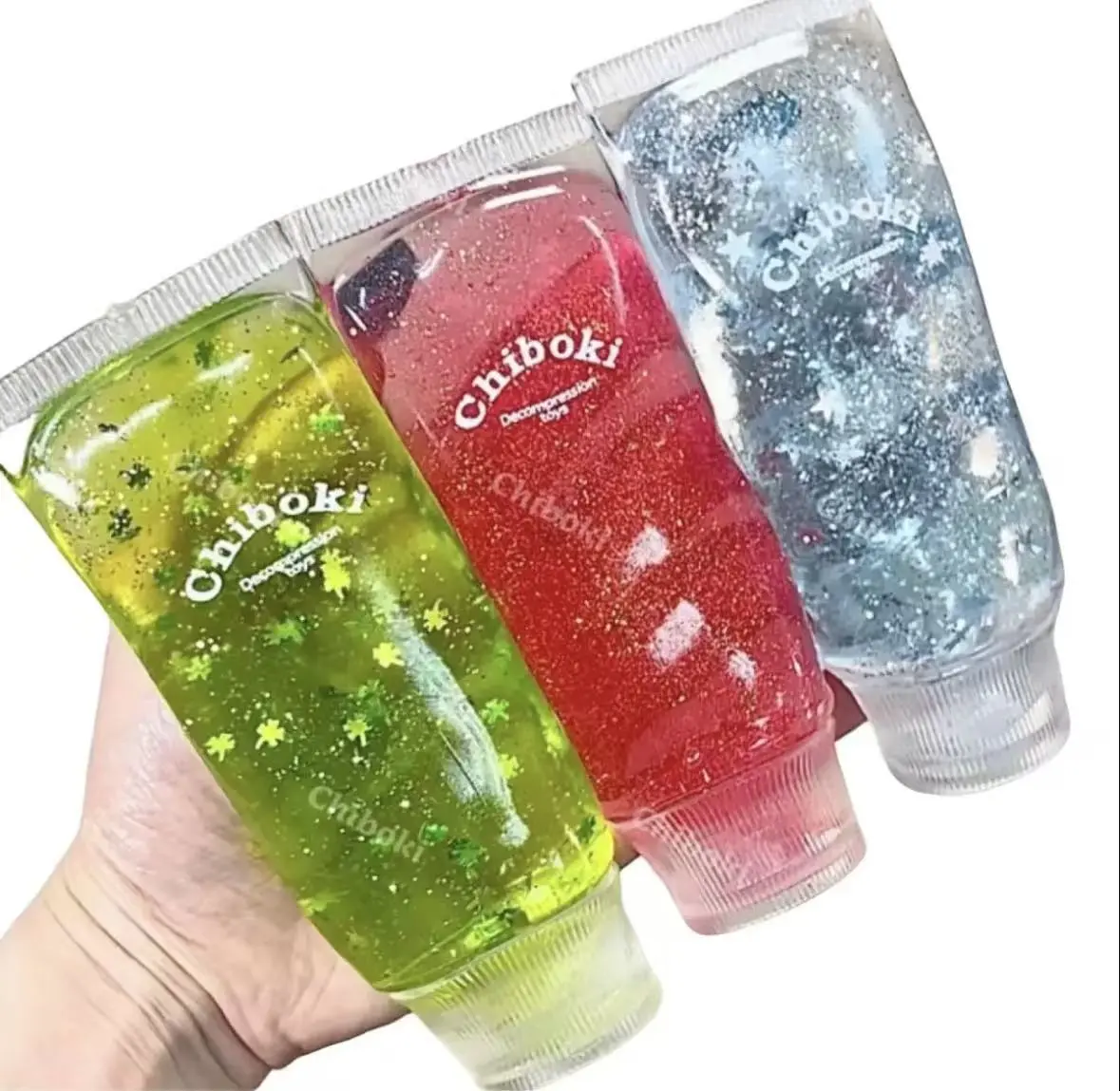 Chiboki Translucent Glittery Bright Toothpaste Squishy - Ultra-Soft Thin Skin, Moldable Stress Relief Toy, Portable Desktop Ornament for Adults, Ideal Christmas/Easter Party Favor & Holiday Gift