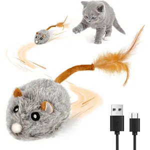 Interactive Electric Cat Toy Mouse USB Rechargeable Automatic Moving with Squeaky Sound for Indoor Kitten Exercise & Boredom Relief Self Play Pet Toy for Cats