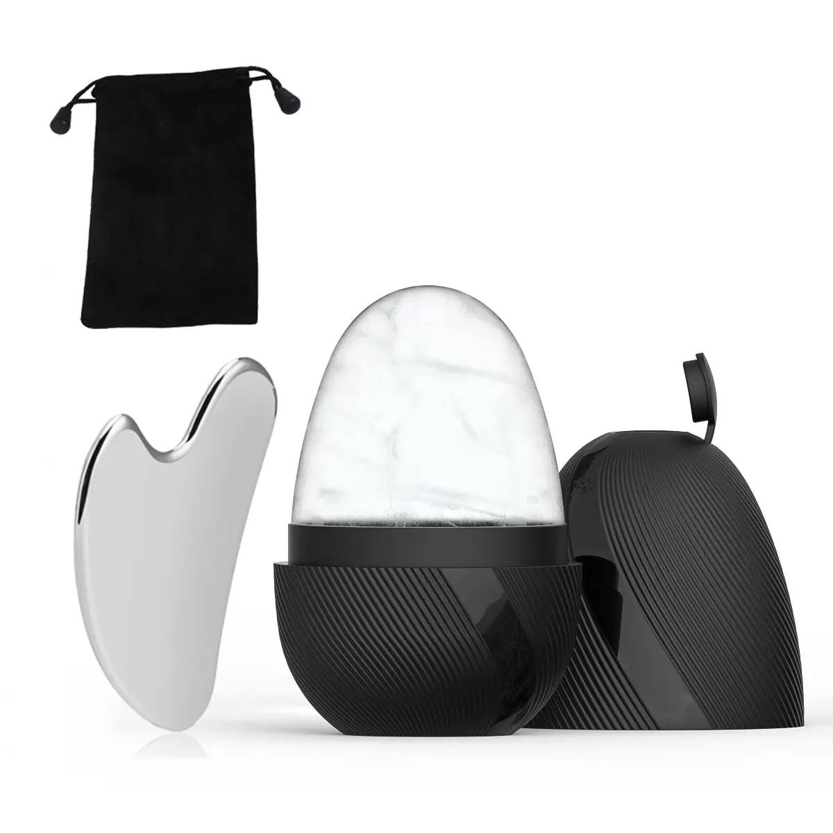 2PCS Set Small Size Ice Face Roller & Stainless Steel Gua Sha Tool Set, Facial Massager Ice Roller Skin Care Tool Beauty Set Face Massage Tool Roller Tool Reusable for Daily Beauty Routine