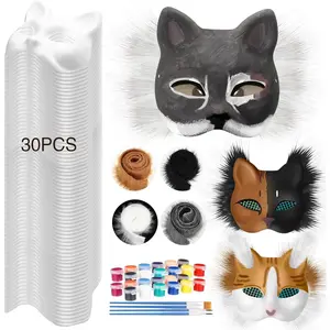36 count DIY Therian Mask Kit Bulk 30 Blank  Mask with Faux  Eye Mesh for Christmas Gear Therian