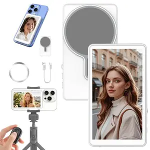Magnetic Phone Vlog Monitor – 1080P Wireless Selfie Screen, Use Rear Camera for Live Streaming & TikTok (4K 30fps Wired, iPhone/Android Compatible)