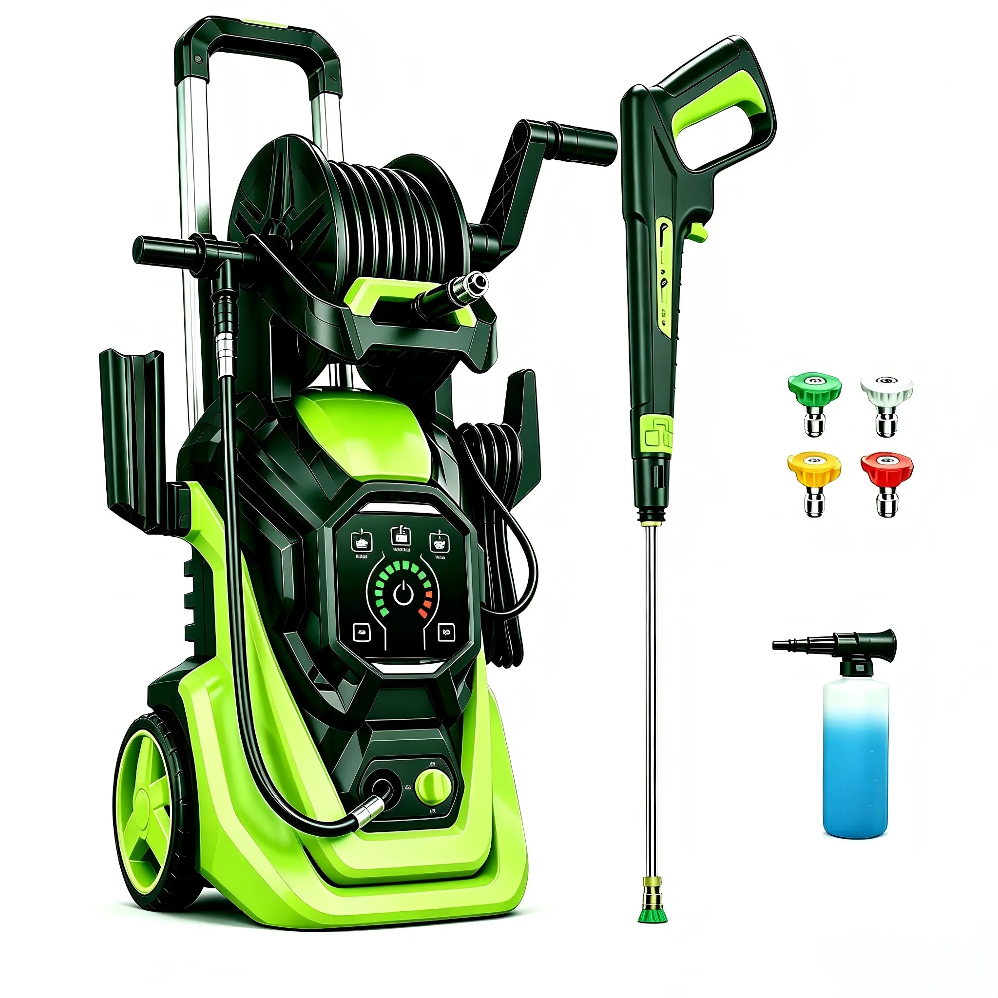 Electric Pressure Washer 5560PSI MAX 3.0GPM, 15 Level Adjustable Touch Screen, Multi-Purpose Residential Cleaning, with 4 Spray Nozzle, 500ML Foam Cannon, Stainless Steel Lance and Total Stop System for Car Wash, Home, Patio Cleaning